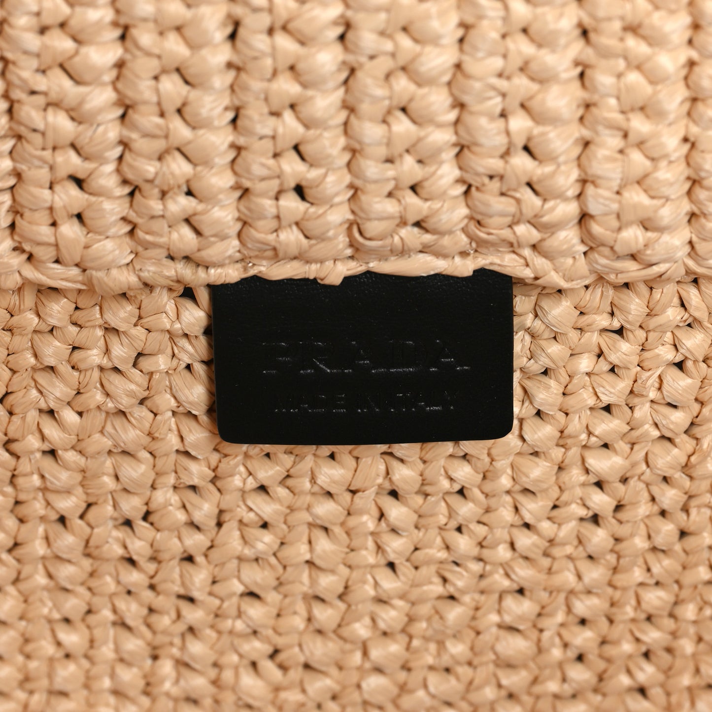 Yarn Raffia Effect Crochet Embroidered Logo Tote Naturale