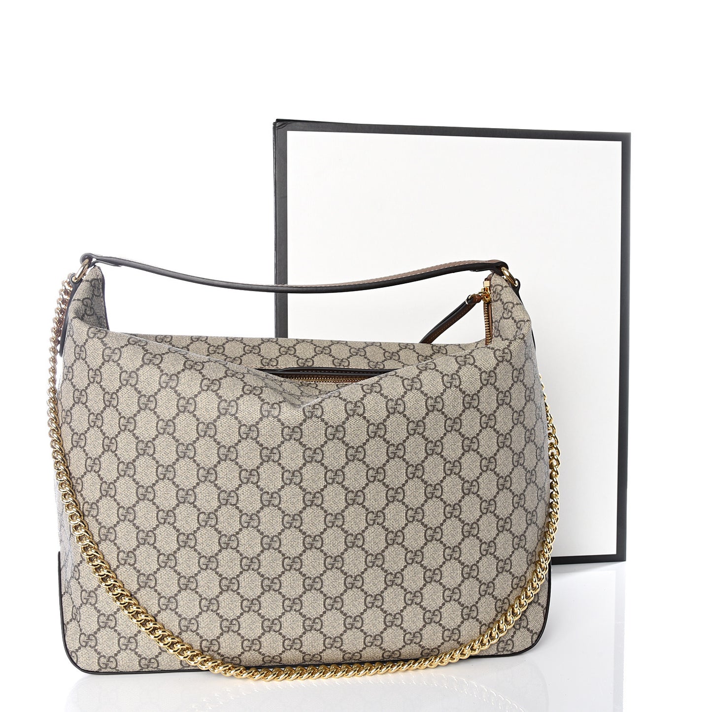 GG Supreme Monogram Large Linea A Hobo Light Brown