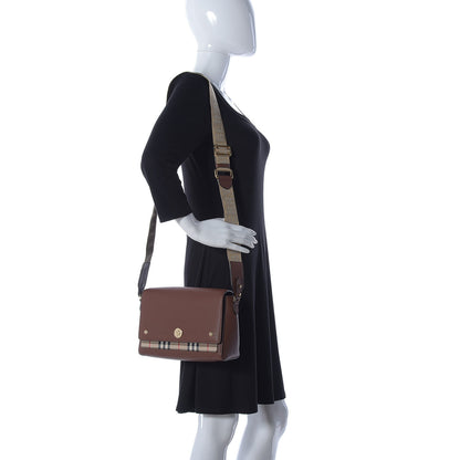 Burberry Calfskin Vintage Check Note Crossbody Bag Tan 2 of 12