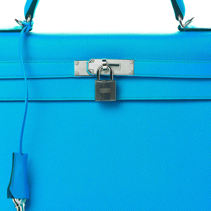 Hermes Epsom Kelly Sellier 32 Bleu Frida 8 of 11