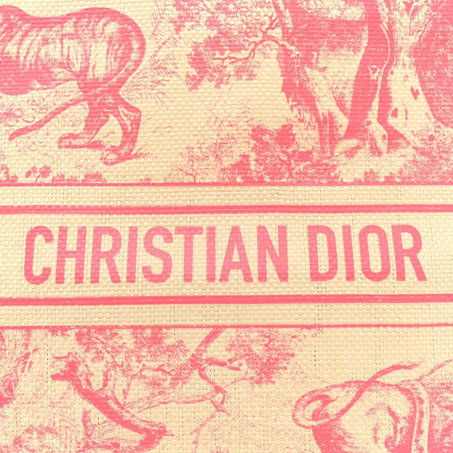 Christian Dior Straw Dioriviera Tote Pink 6 of 7