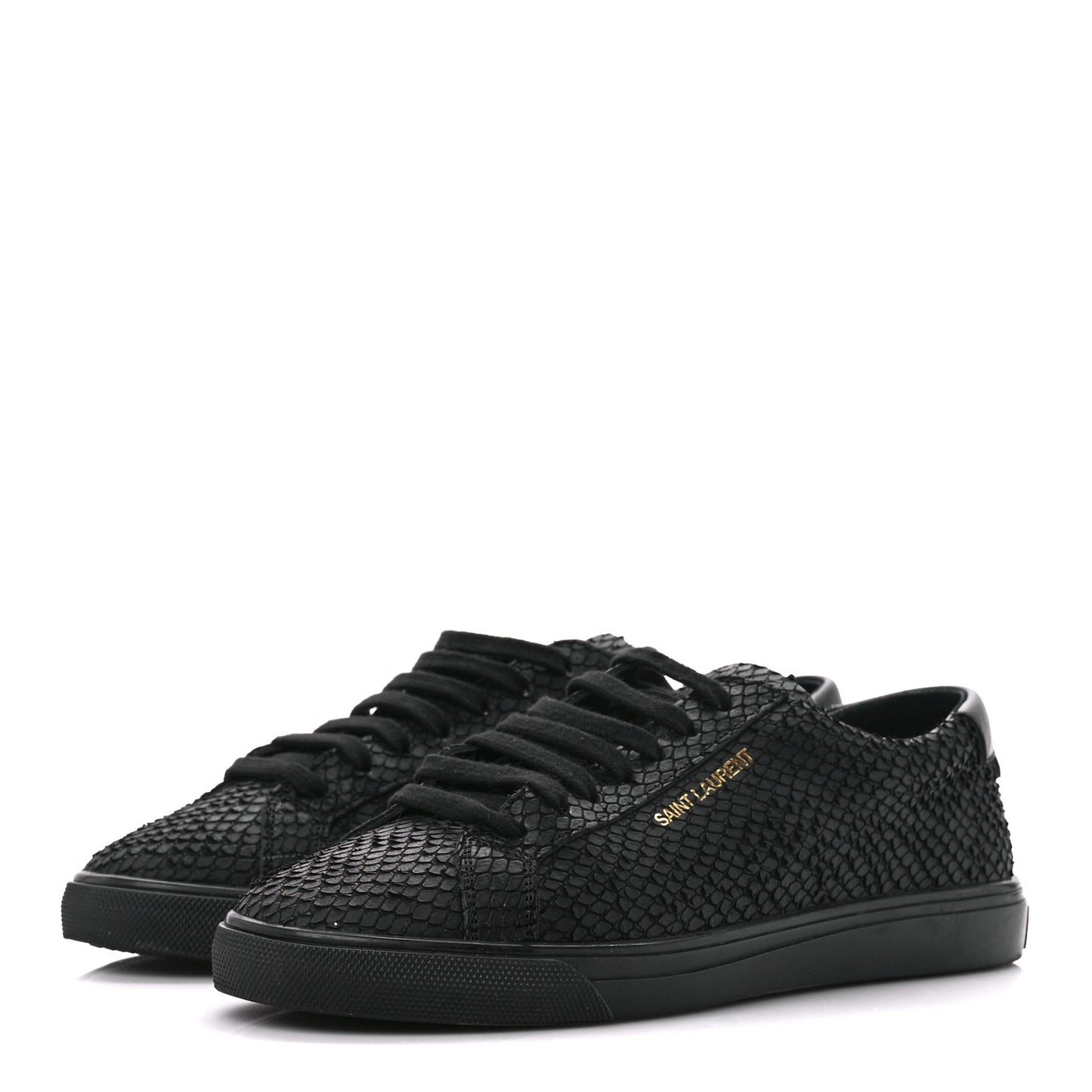 Calfskin Python Effect Andy Low Top Sneakers 37.5 Black
