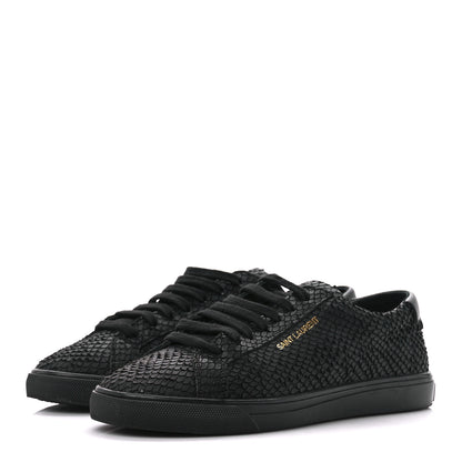 Saint Laurent Calfskin Python Effect Andy Low Top Sneakers 37.5 Black 3 of 9