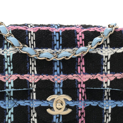 Chanel Tweed Quilted Mini Rectangular Flap Black Pink Blue Ecru 12 of 13
