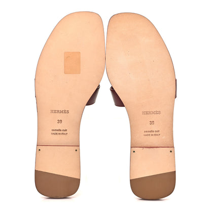 Hermes Box Calfskin Oran Sandals 39 Rouge Tomette 6 of 10
