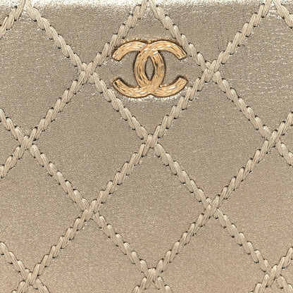 Chanel Metallic Lambskin Stitch Large Zip Around Wallet Gold 9 of 9