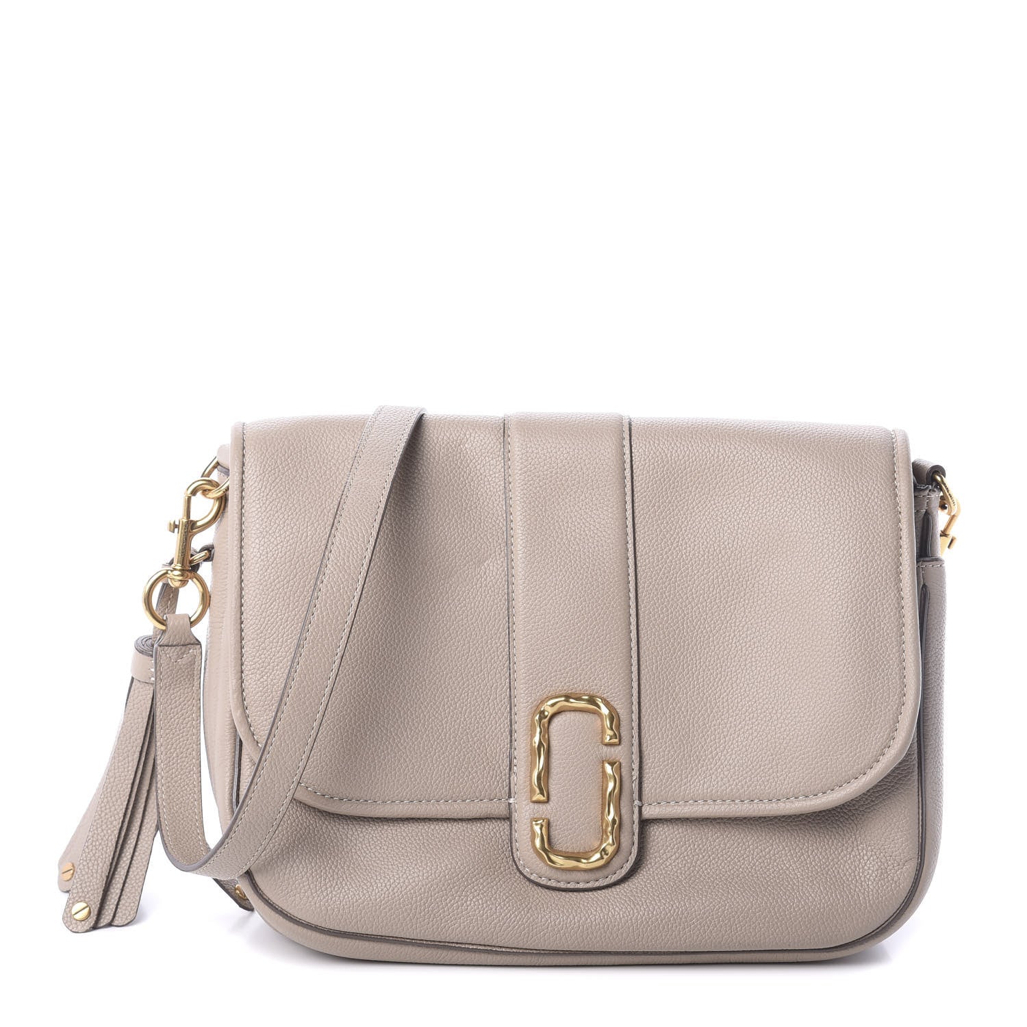 Marc Jacobs Calfskin Interlock Courier Messenger Taupe 1 of 9