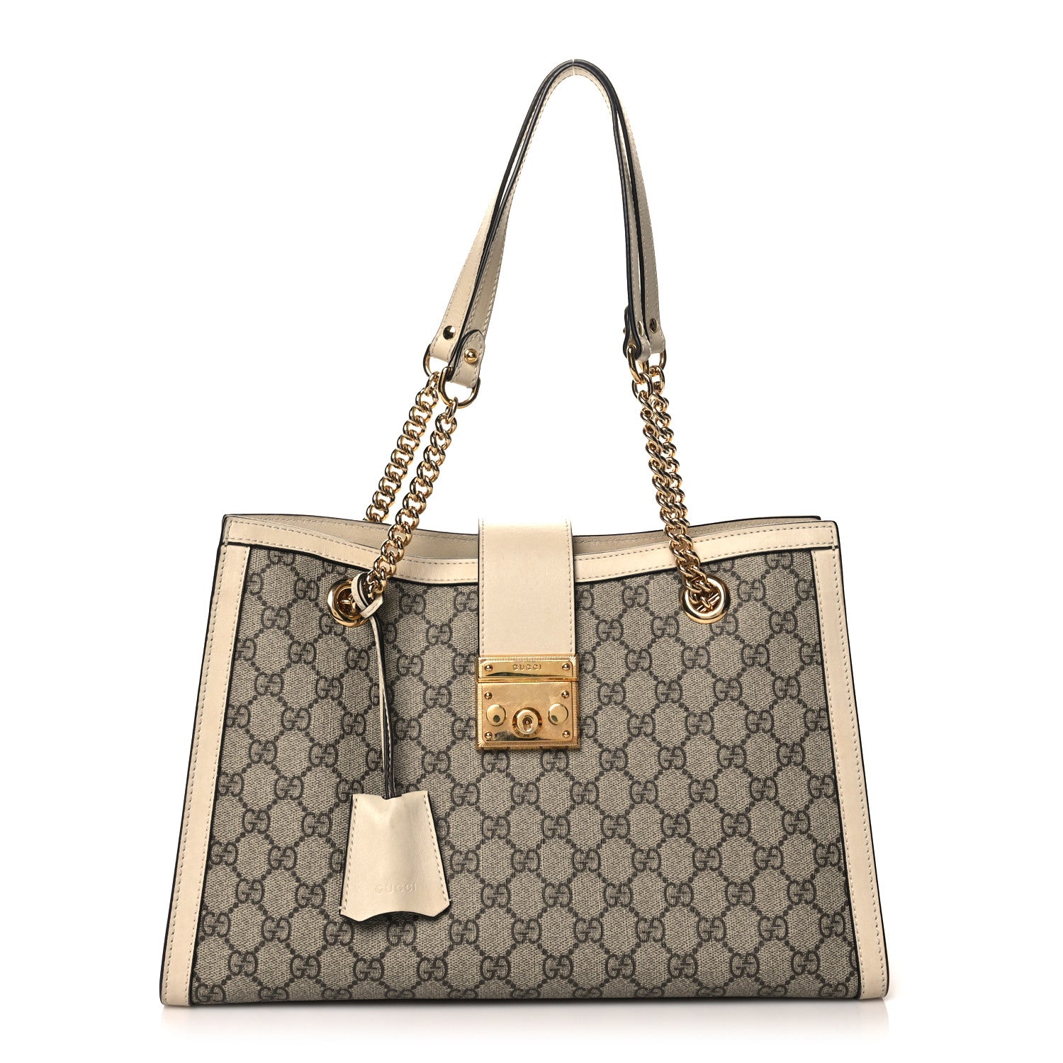 Gucci GG Supreme Monogram Medium Padlock Tote White 1 of 12