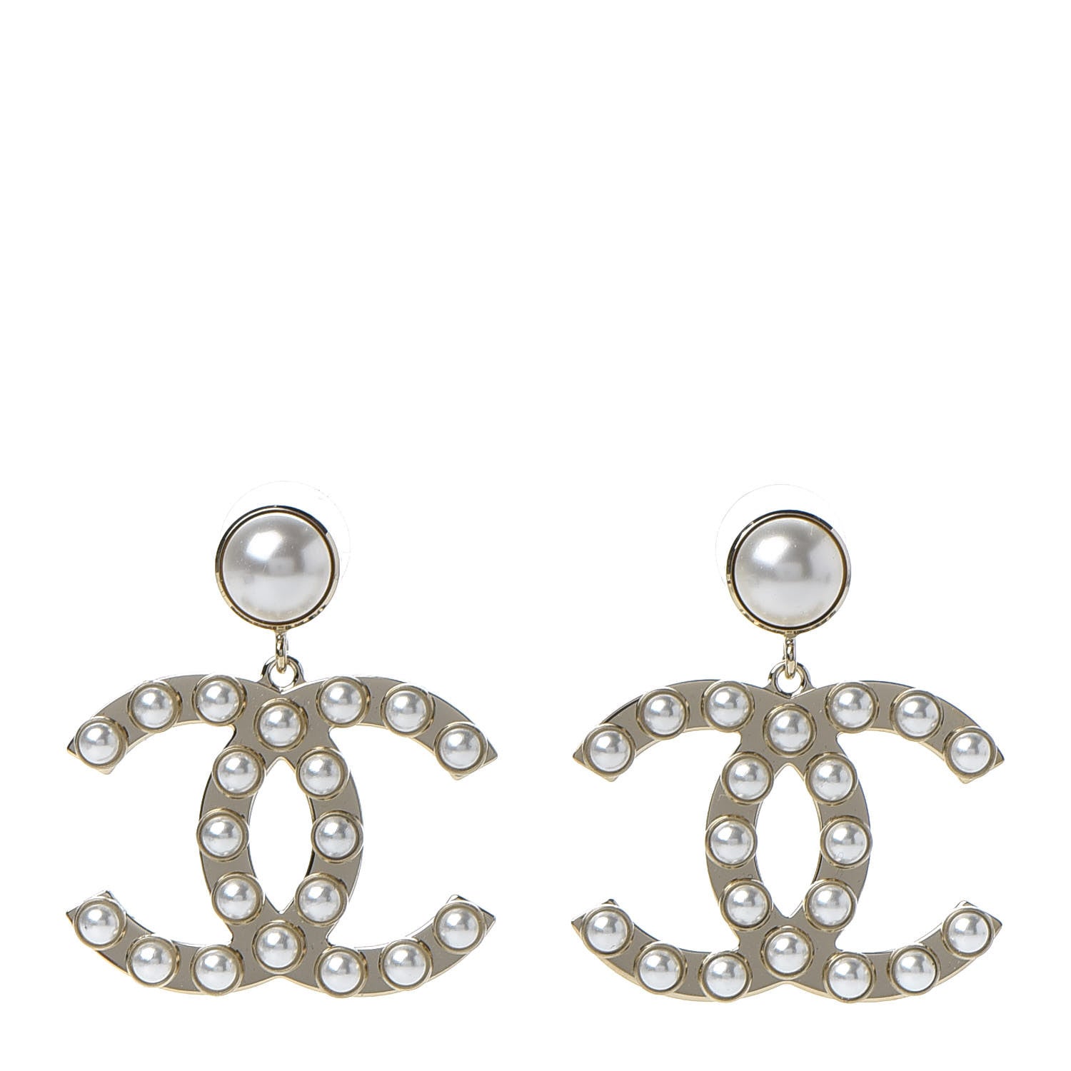 Chanel Pearl CC Drop Earrings Gold 1 of 5