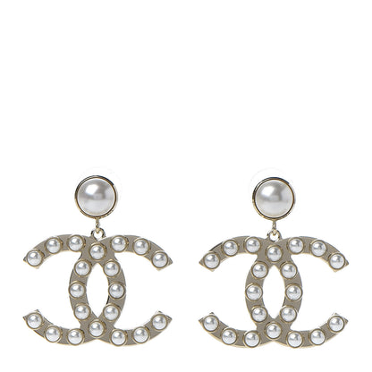 Chanel Pearl CC Drop Earrings Gold 1 of 5