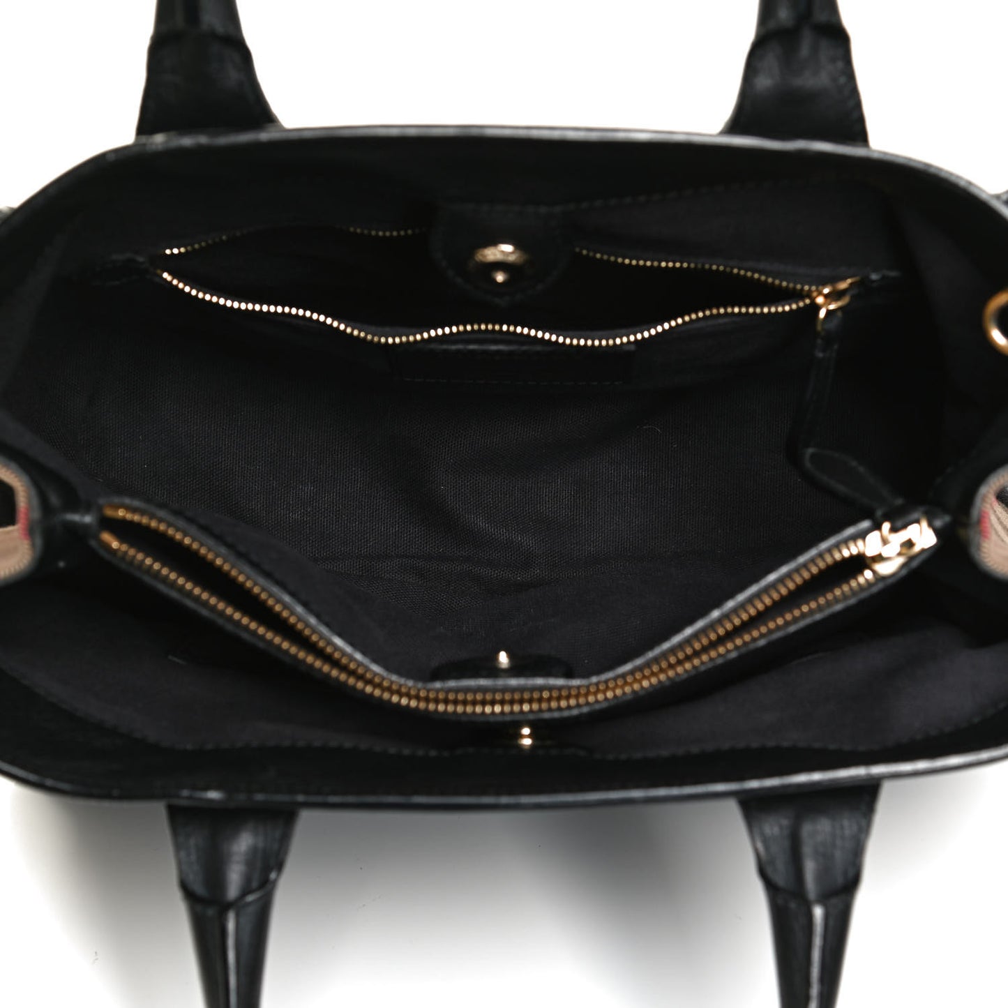 Grainy Calfskin House Check Medium Banner Tote Black
