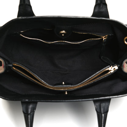 Burberry Grainy Calfskin House Check Medium Banner Tote Black 5 of 11