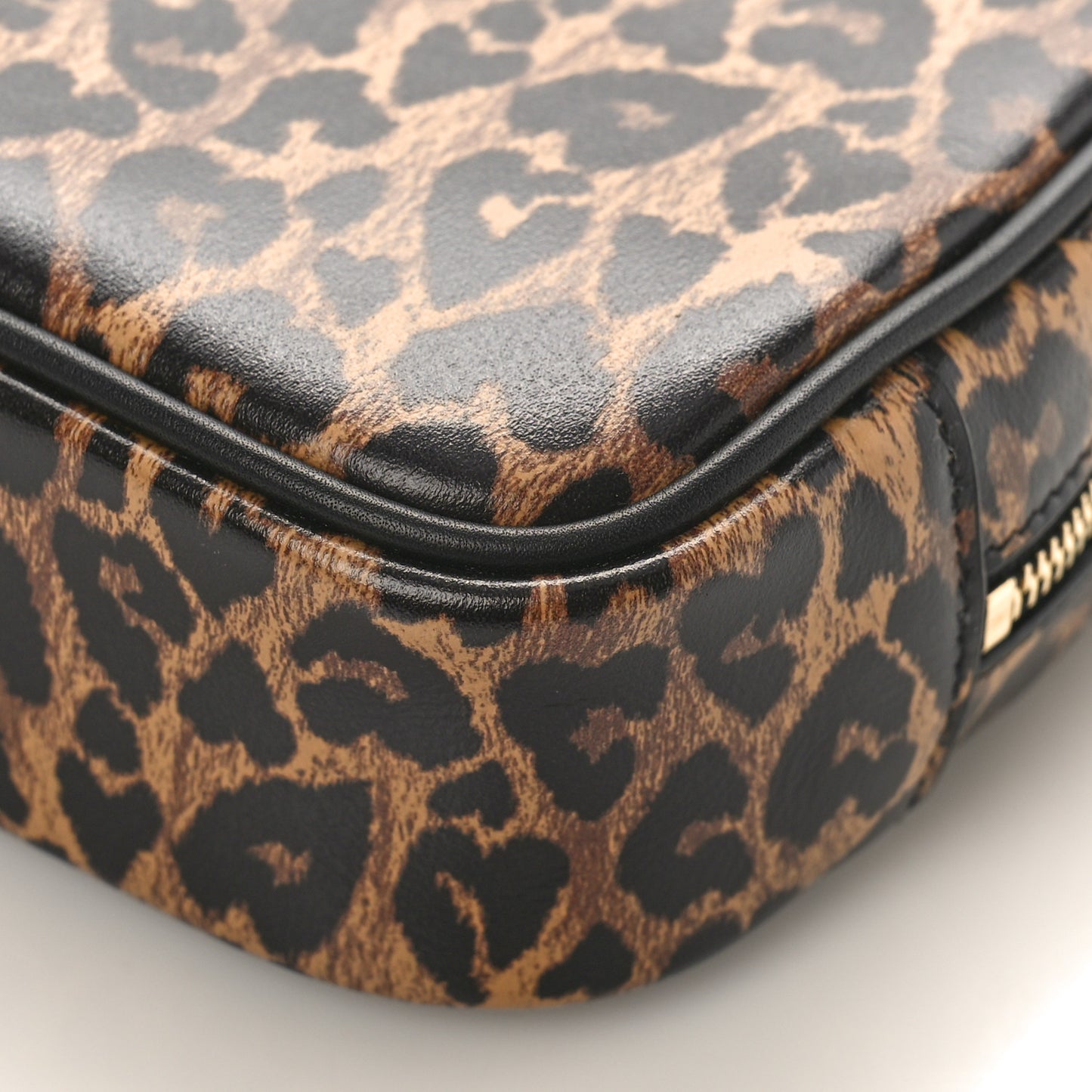 Calfskin Heart Leopard Print Monogram Mini Lou Camera Bag Toffee
