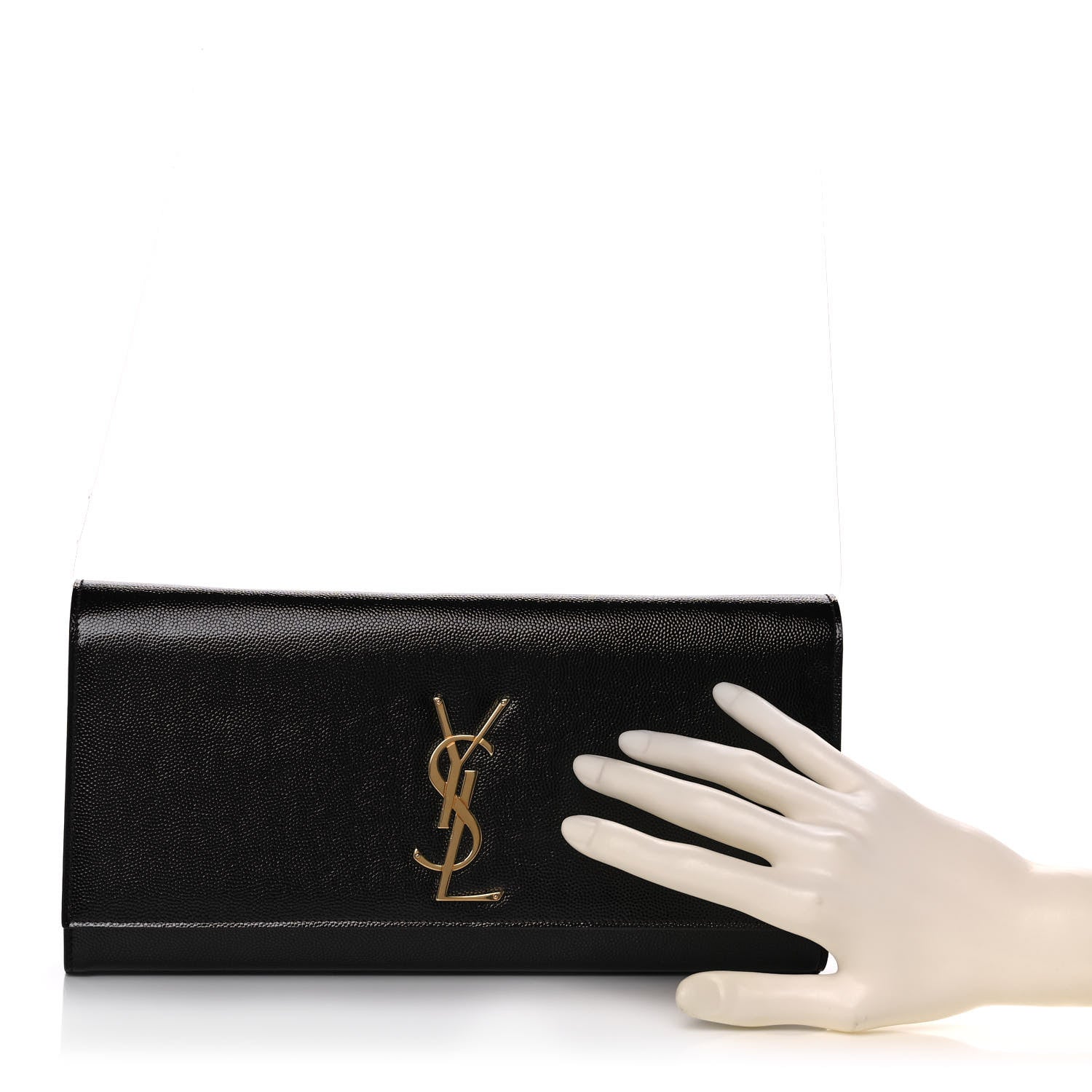 Saint Laurent Grain De Poudre Monogram Cassandre Clutch Black 2 of 9