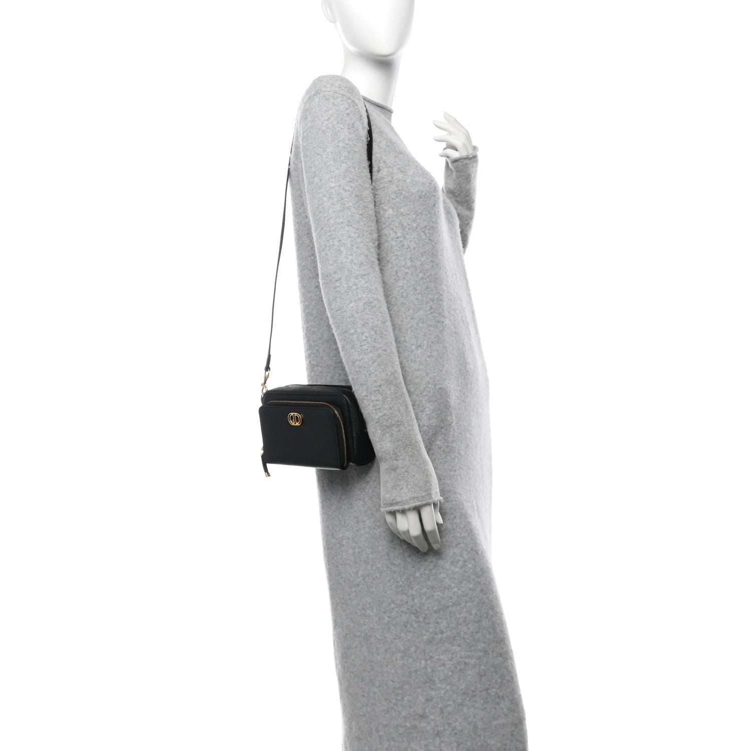 Christian Dior Grained Calfskin Caro Double Pouch Black 2 of 10