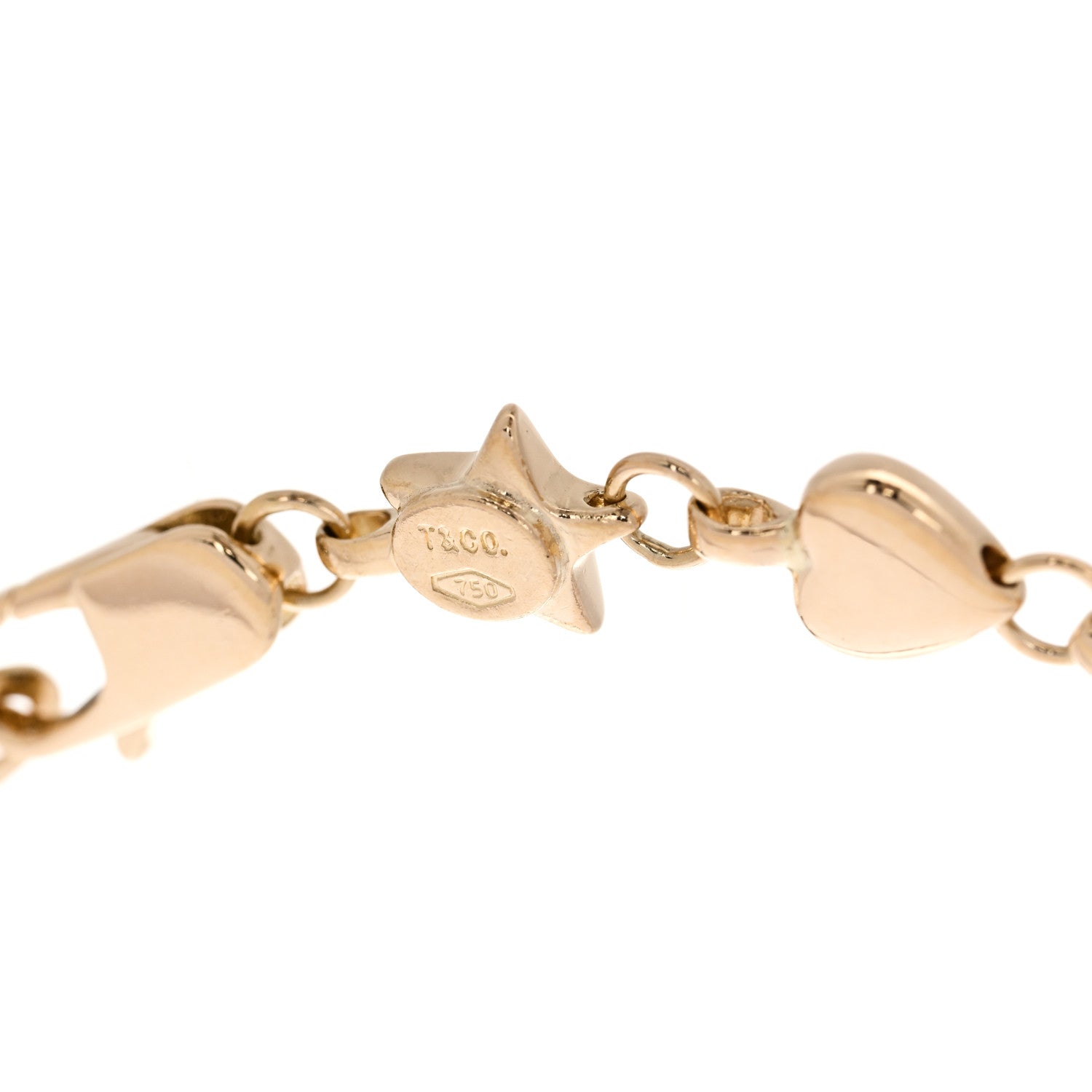 Tiffany 18K Yellow Gold Chain of Stars and Hearts Bracelet 3 of 3