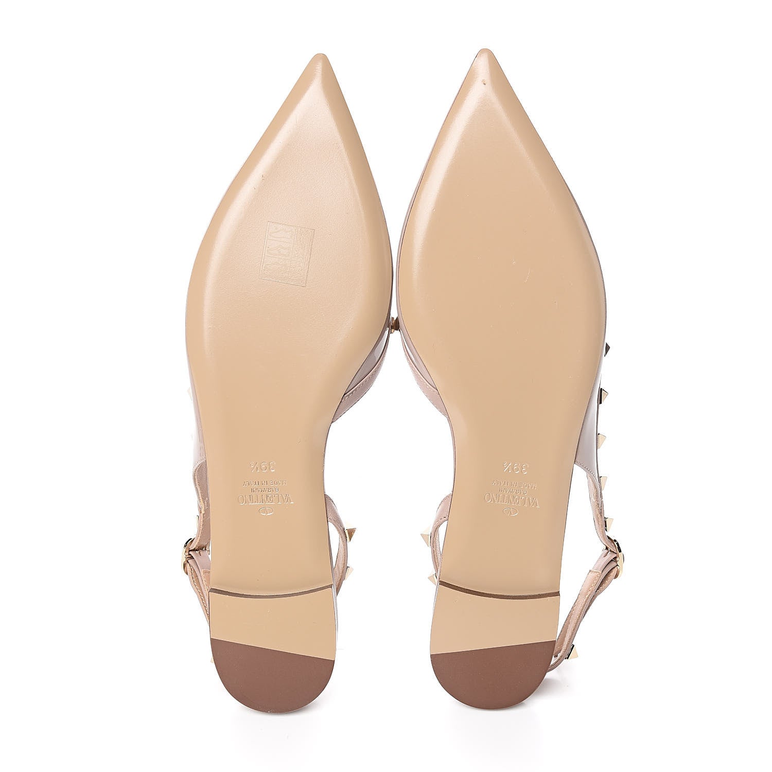 Valentino Garavani Patent Rockstud Slingback Flats 39.5 Poudre 5 of 9