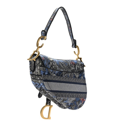 Christian Dior Canvas Embroidered Jardin Magique Saddle Bag Denim Multicolor 3 of 9