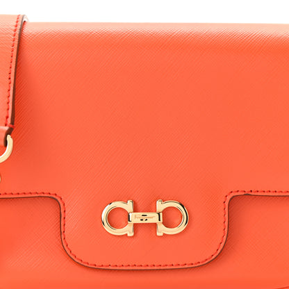 Salvatore Ferragamo Printed Calfskin Gancio Crossbody Bag Orange 7 of 9