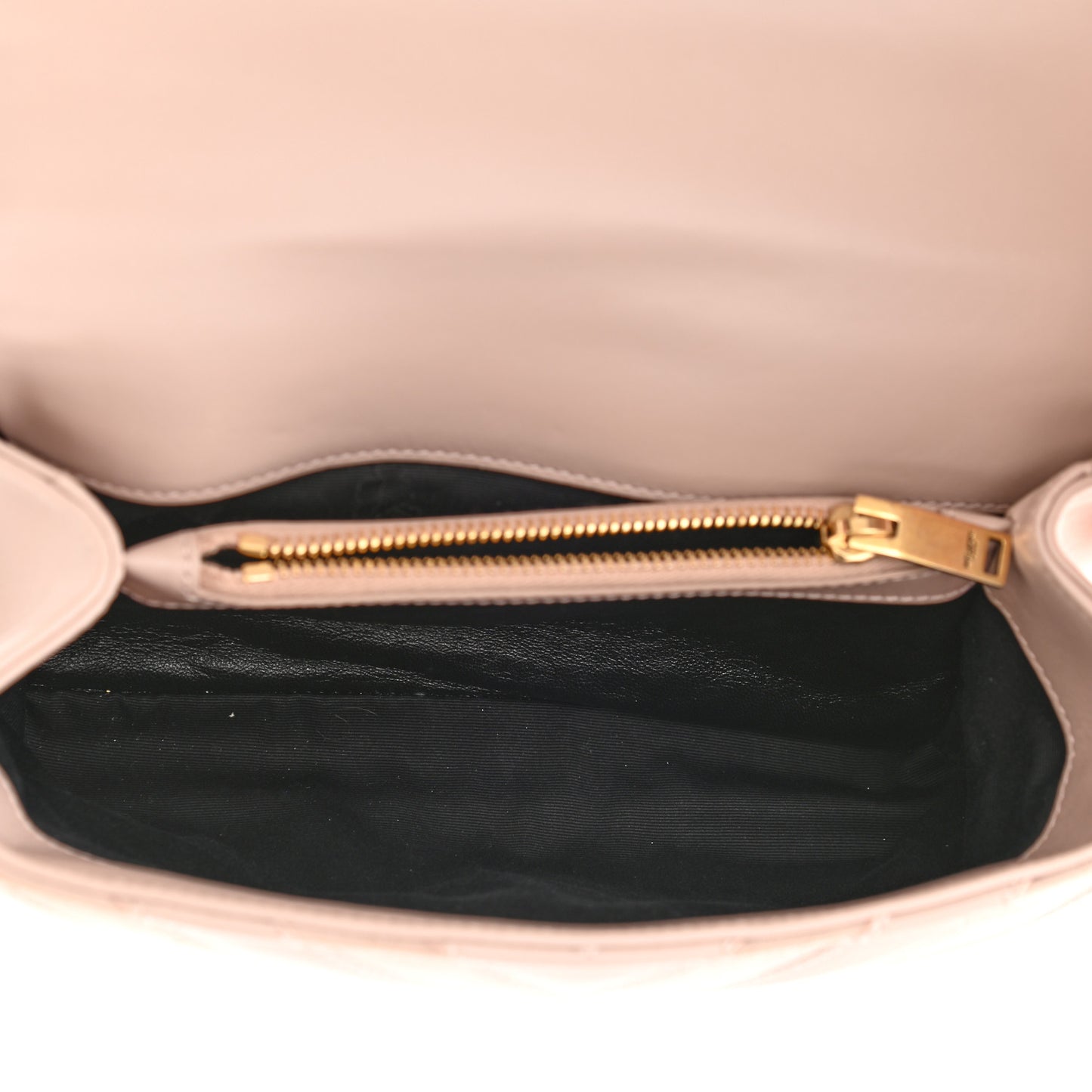 Calfskin Suede Matelasse Chevron Medium Monogram College Bag Rose Poudre