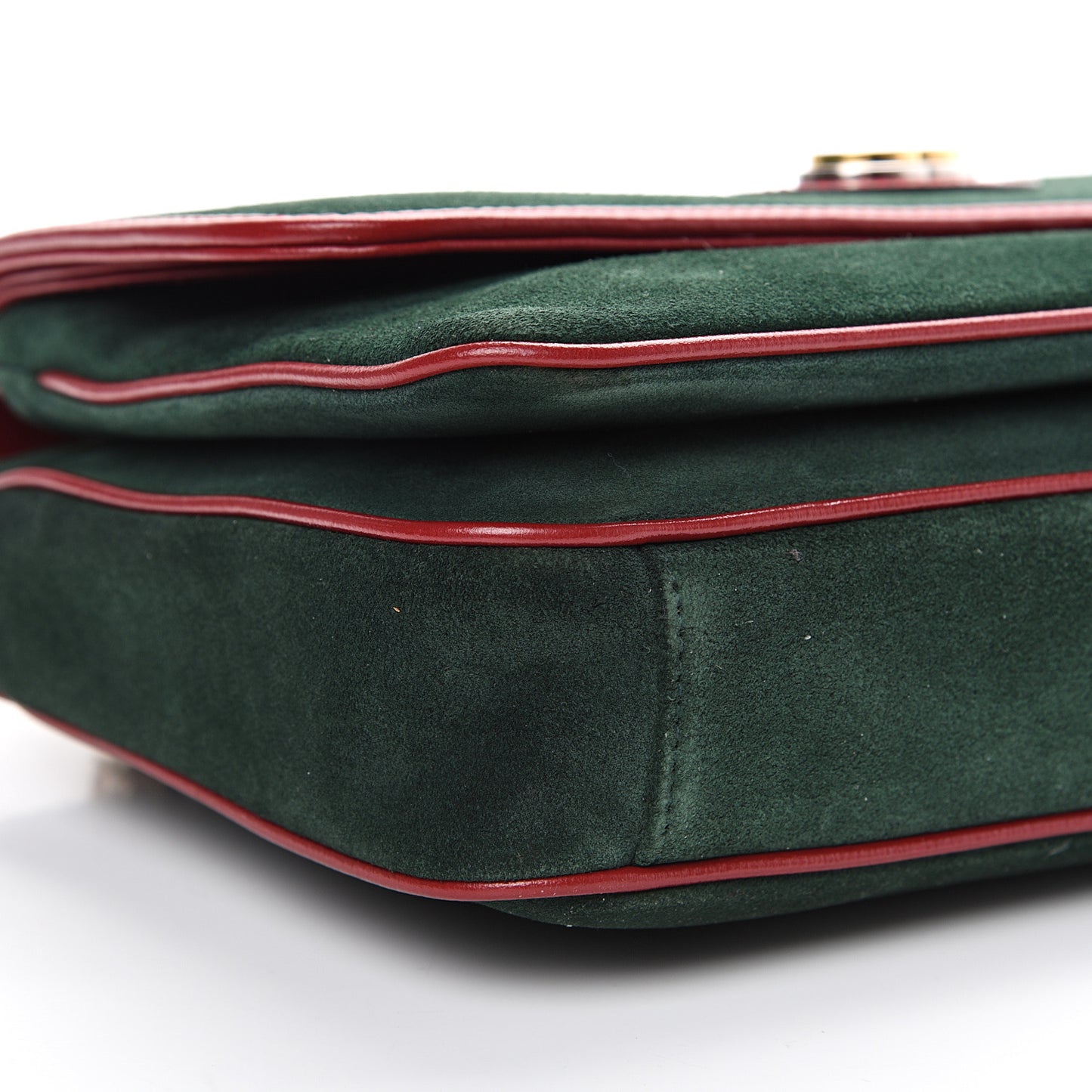 Suede Small Marina Chain Shoulder Bag Green Red