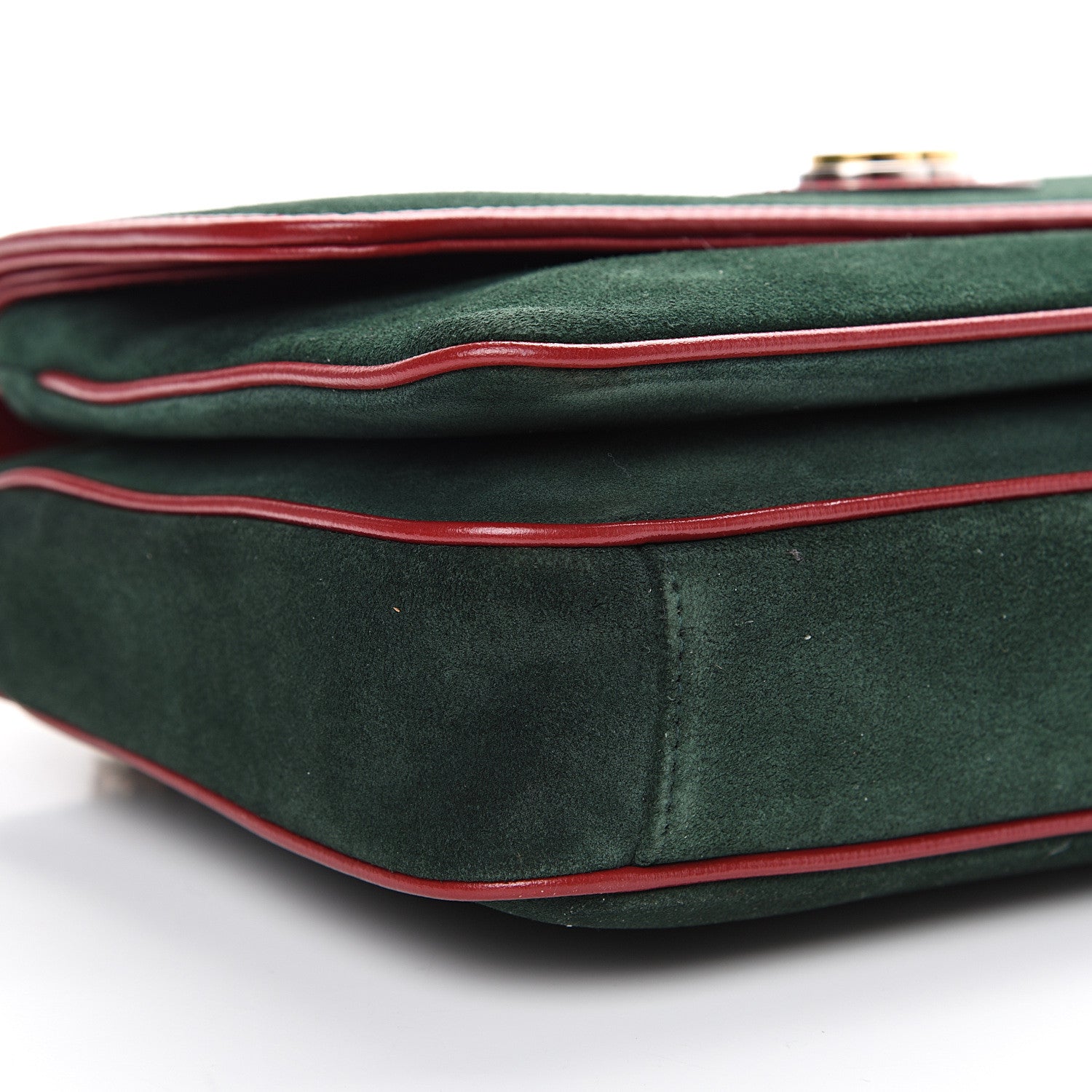 Gucci Suede Small Marina Chain Shoulder Bag Green Red 11 of 13