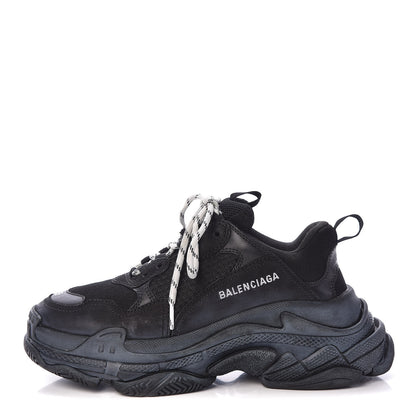 Balenciaga Mesh Nubuck Mens Triple S Sneakers 39 Black 1 of 8