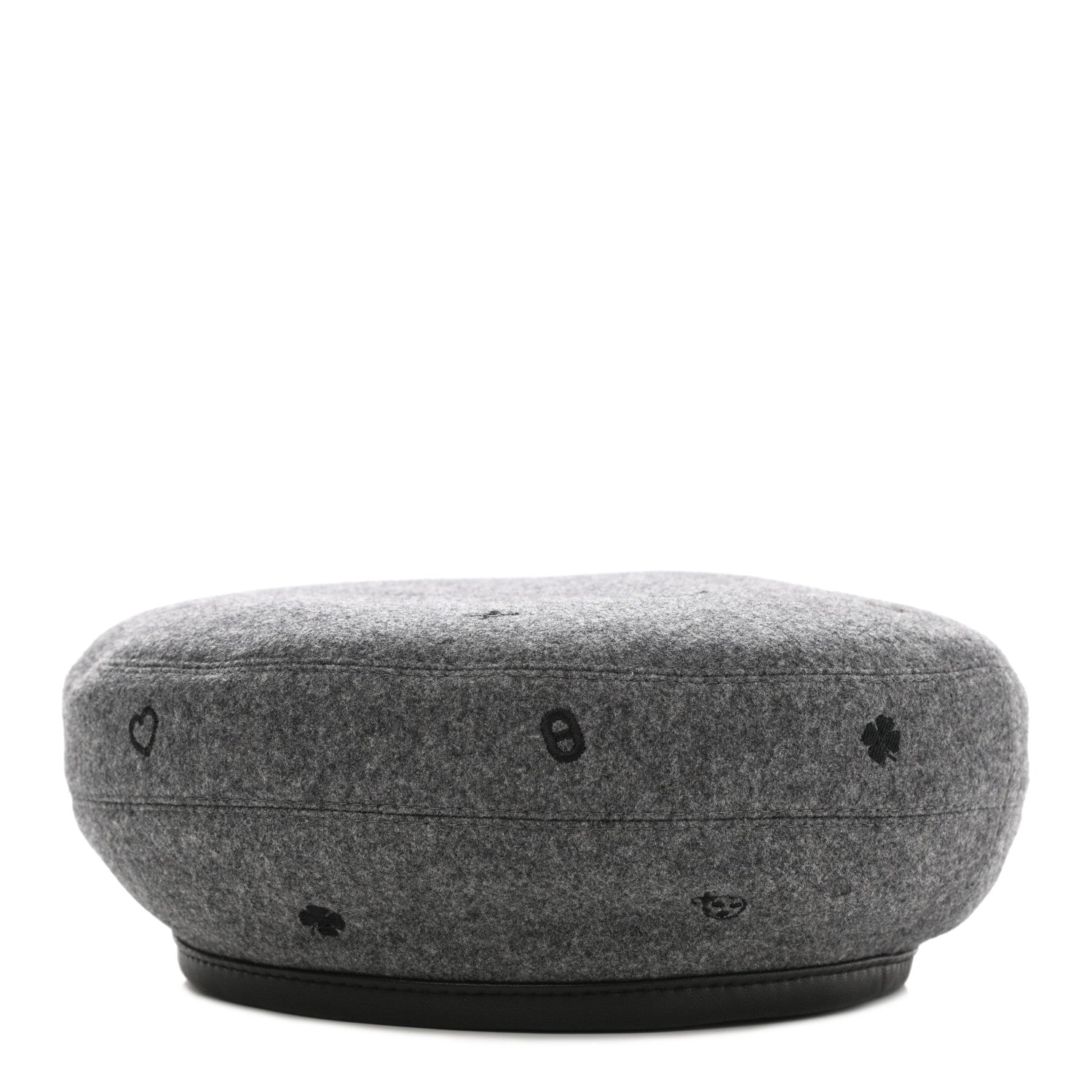 Hermes Cashmere Lambskin Saint-Honore Charms Beret 57 Charbon 1 of 9