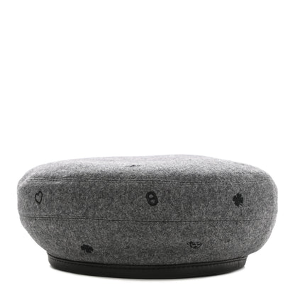 Hermes Cashmere Lambskin Saint-Honore Charms Beret 57 Charbon 1 of 9