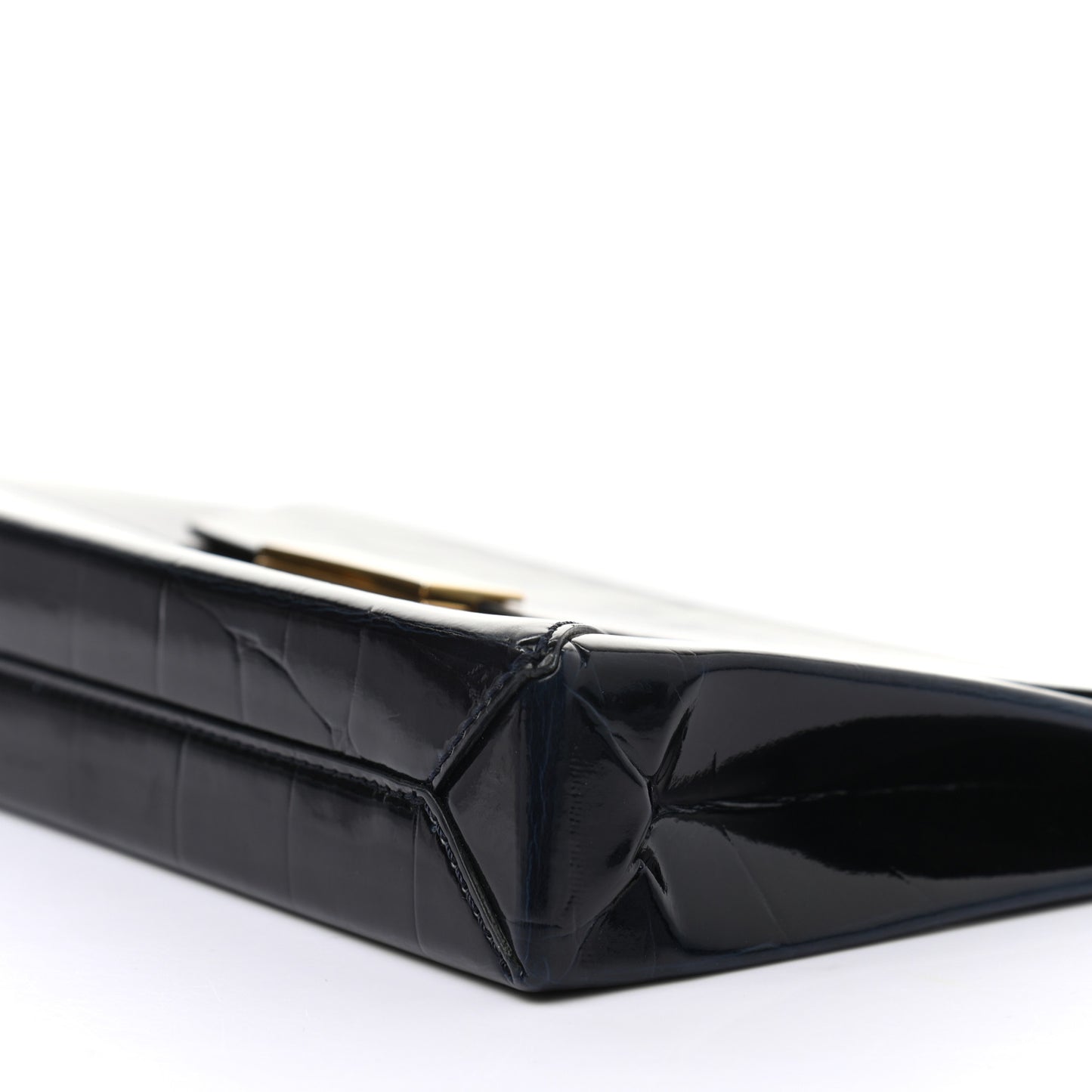 Eco Patent Crocodile Embossed Envelope Clutch Black