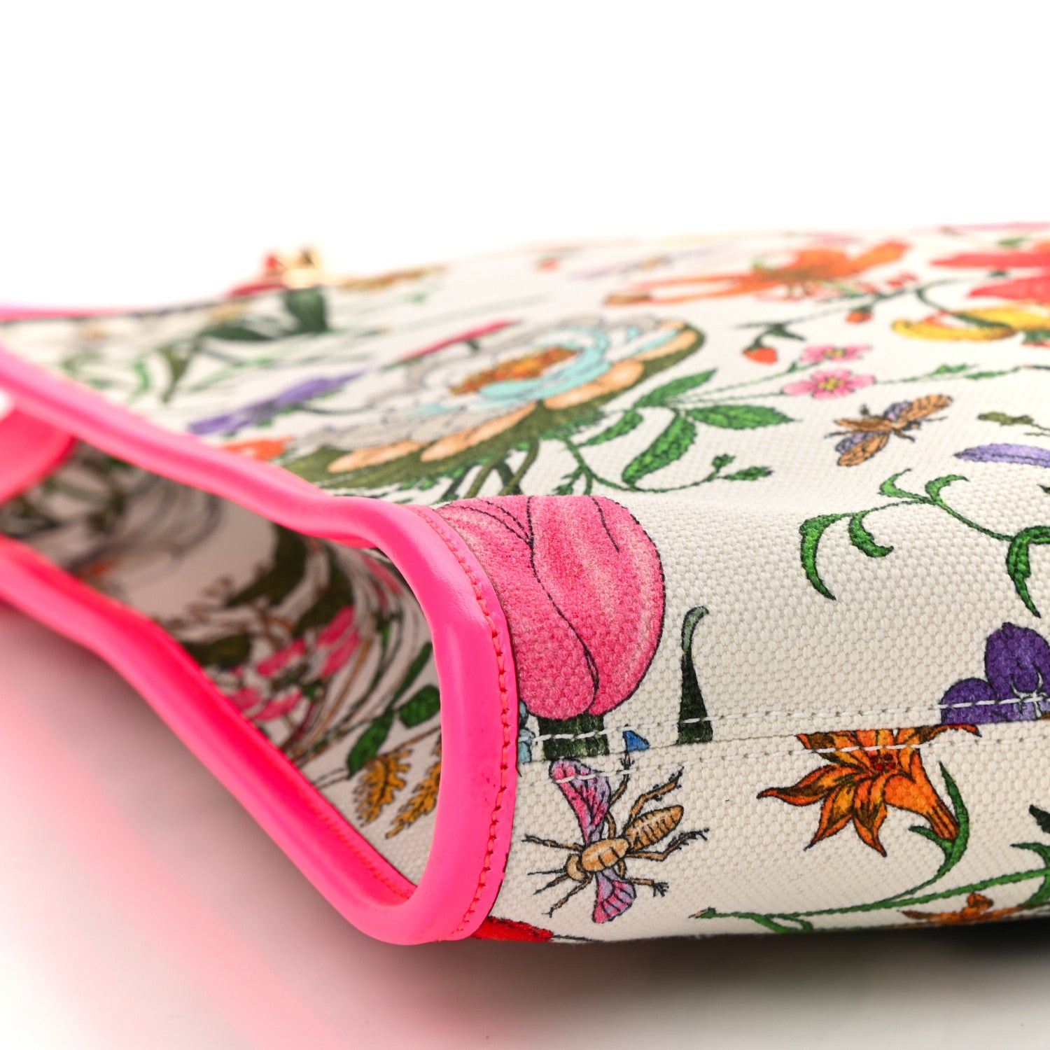 Gucci Canvas Flora Large Rajah Chain Tote White Multicolor Fuxia Fluo 11 of 12