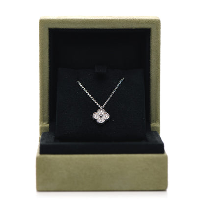 Van Cleef & Arpels 18K White Gold Diamond Sweet Alhambra Pendant Necklace 6 of 6