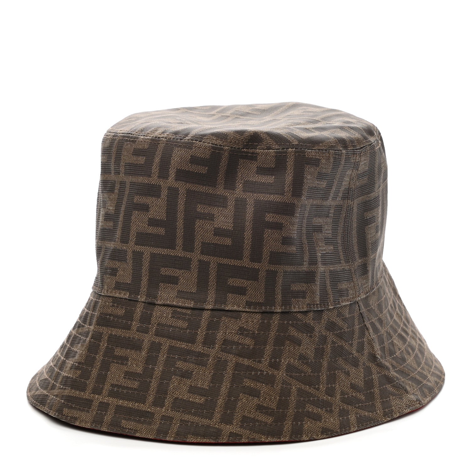Fendi Technical Fabric FF Reversible Bucket Hat L Tobacco Red 1 of 17