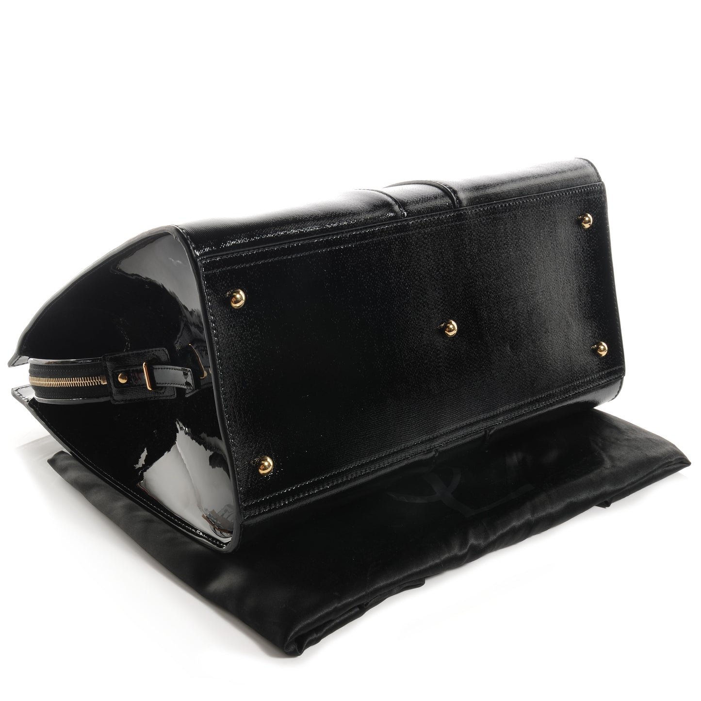 Textured Patent Leather Large Cabas Chyc Black