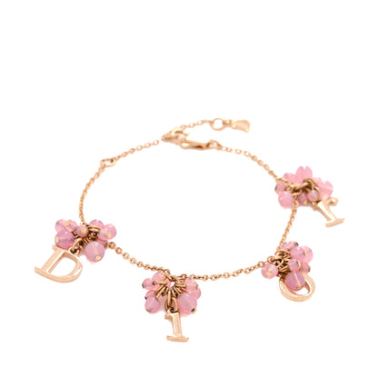 Christian Dior Beaded Logo Charm Bracelet Gold Pink 1 of 4
