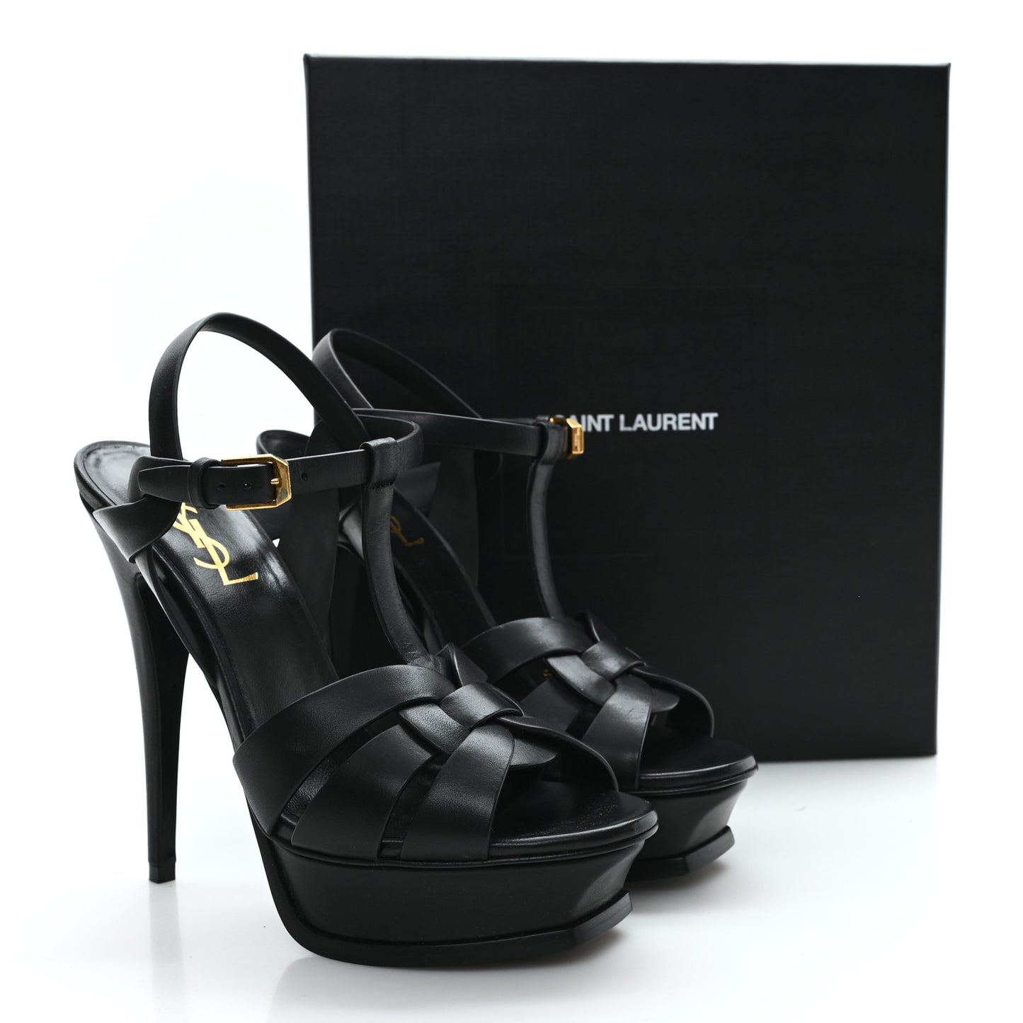 Calfskin Tribute 105 Platform Sandals 38 Black