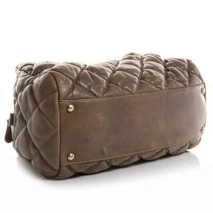 Chanel Lambskin Bubble Quilt Bowler Dark Beige 4 of 10