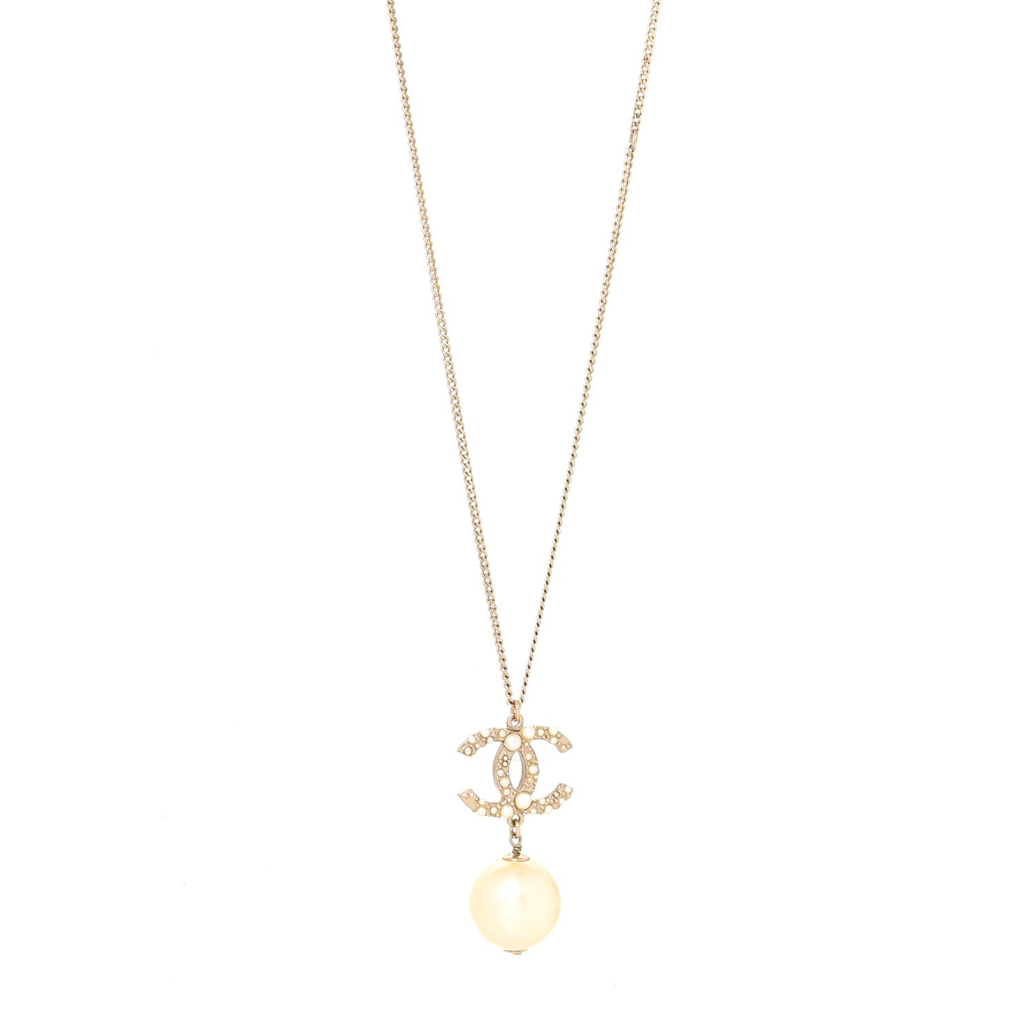 Chanel Pearl CC Drop Necklace Gold 1 of 5