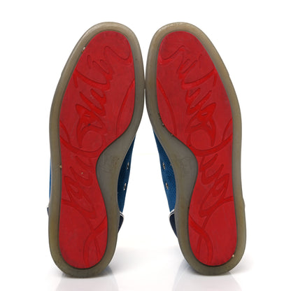 Christian Louboutin Suede Patent Perforated Mens Fun Louis Flat Sneakers 43 Blue 7 of 12
