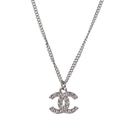 Chanel Crystal Timeless CC Necklace Silver 4 of 6