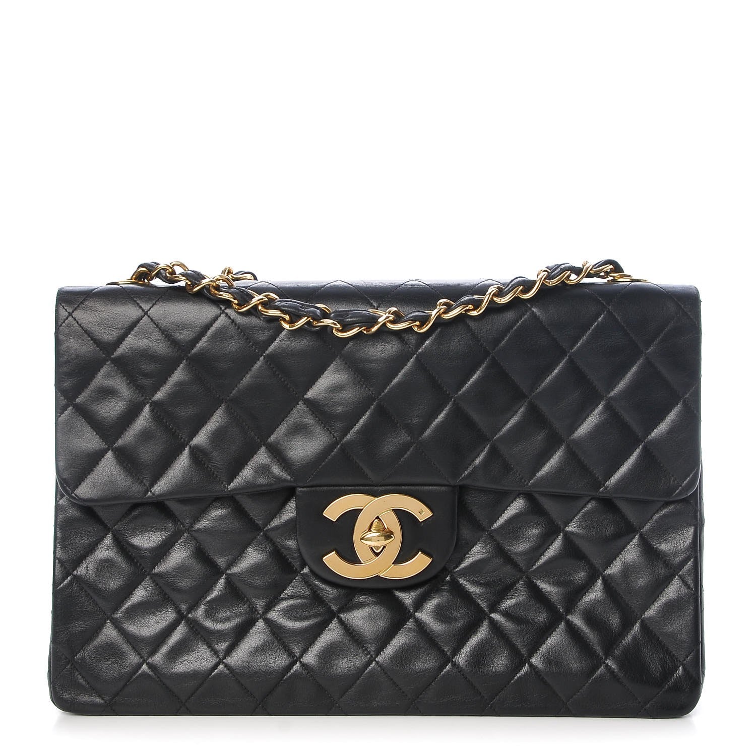 Chanel Lambskin Quilted XL Jumbo Single Flap Black 1 of 9