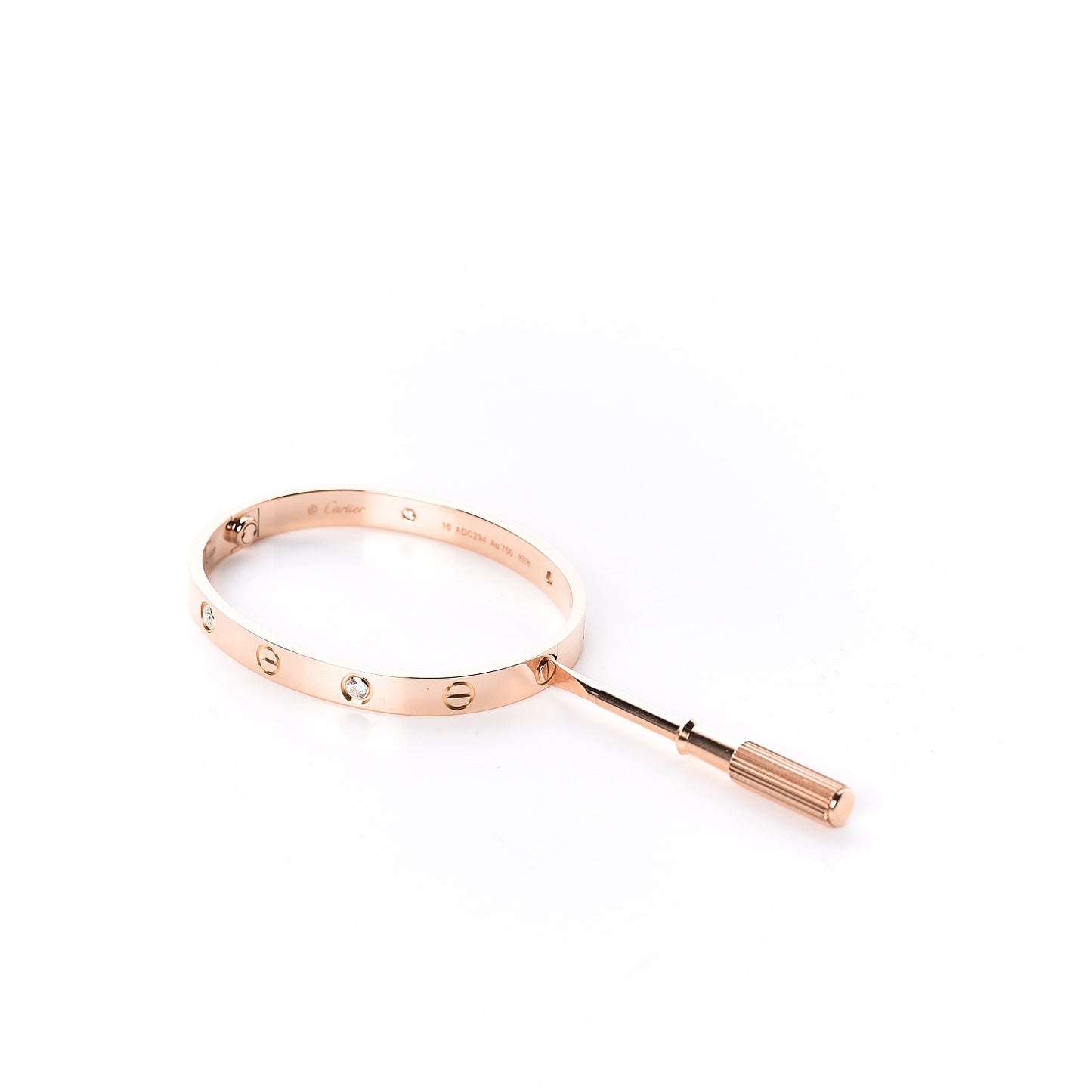 18K Pink Gold 4 Diamond LOVE Bracelet 16