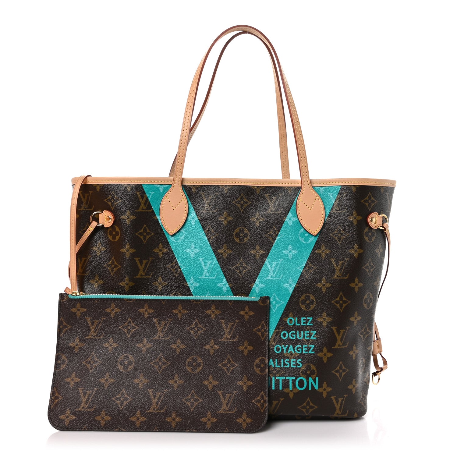 Louis Vuitton Monogram V Neverfull MM Turquoise 2 of 10