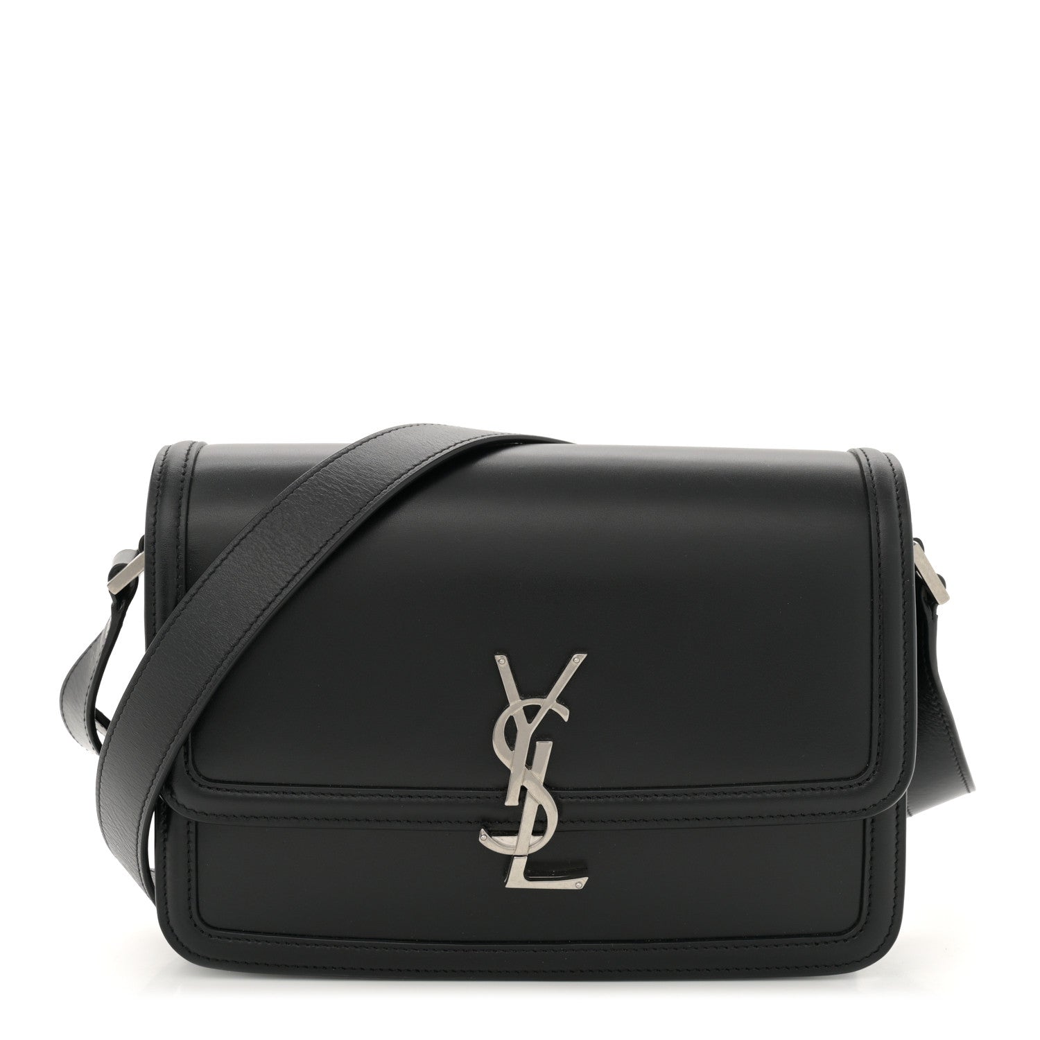 Saint Laurent Box Calfskin Monogram Medium Solferino Satchel Black 1 of 12