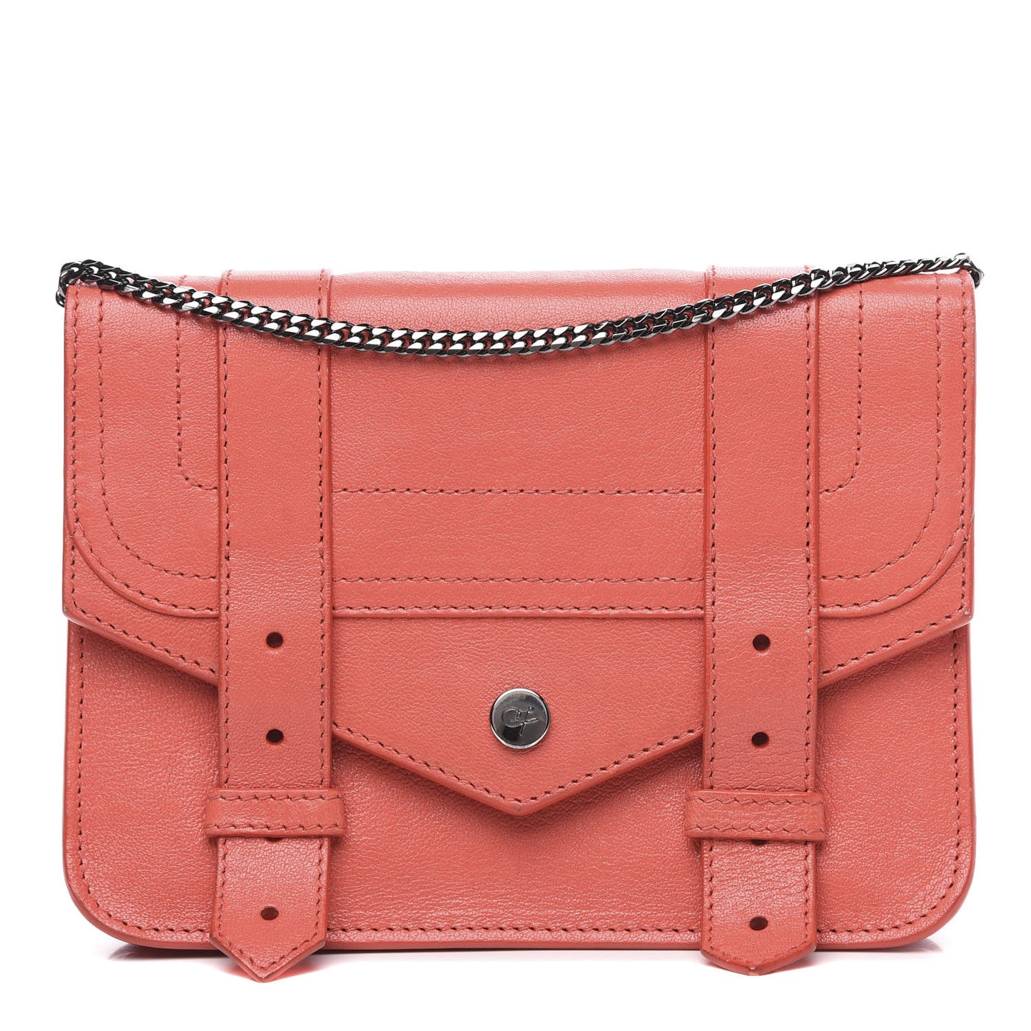 Lambskin PS1 Large Chain Wallet Deep Coral
