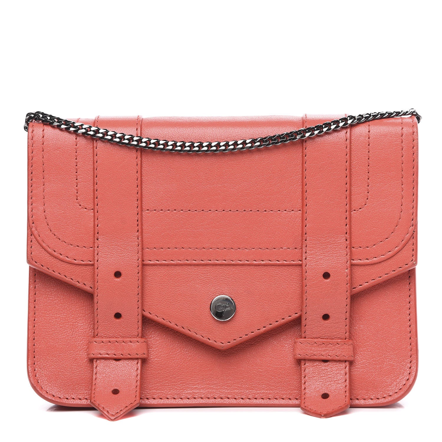 Proenza Schouler Lambskin PS1 Large Chain Wallet Deep Coral 1 of 12