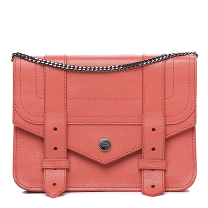 Proenza Schouler Lambskin PS1 Large Chain Wallet Deep Coral 1 of 12