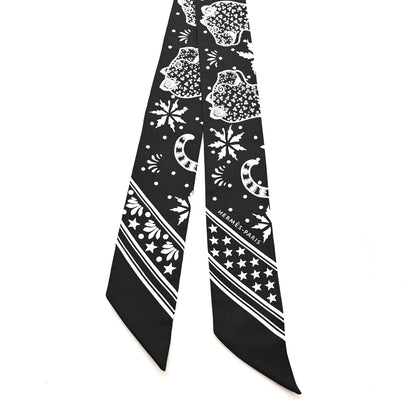 Hermes Silk Les Leopards Twilly Black White 2 of 5