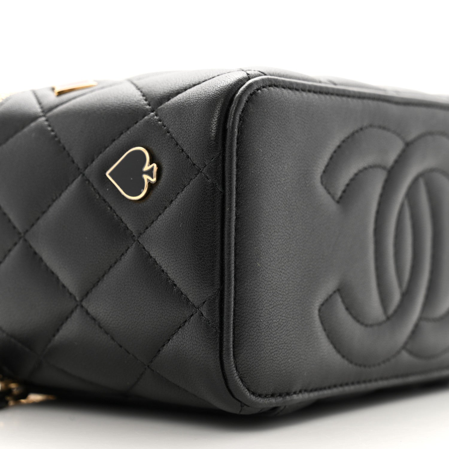 Chanel Lambskin Quilted Enamel Coco Casino Small Vanity Case With Chain Black 9 of 10