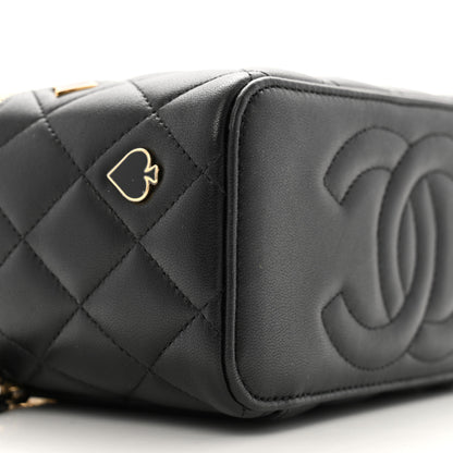 Chanel Lambskin Quilted Enamel Coco Casino Small Vanity Case With Chain Black 9 of 10